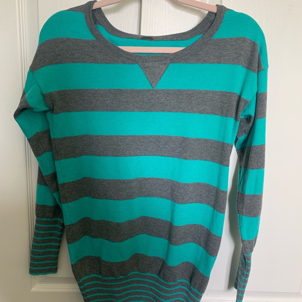 Soft Striped Green and Grey Sweater